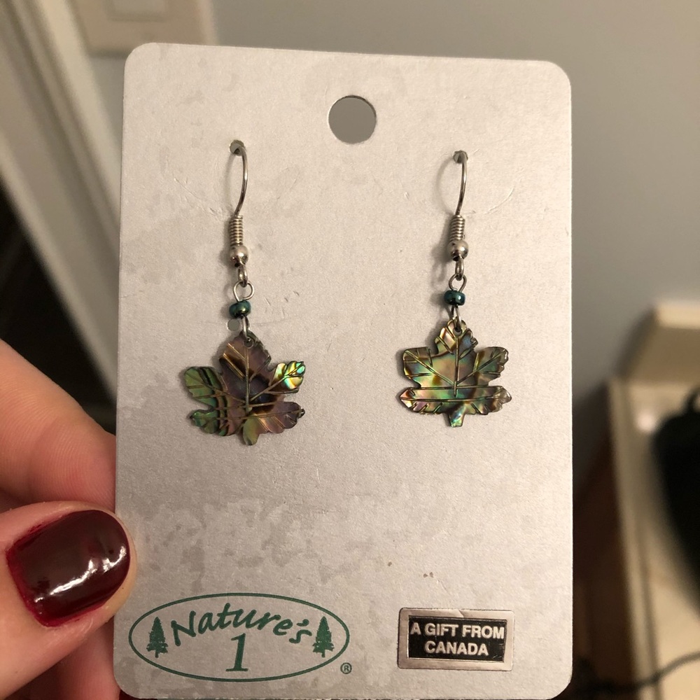Natural Material Maple Leaf Earrings